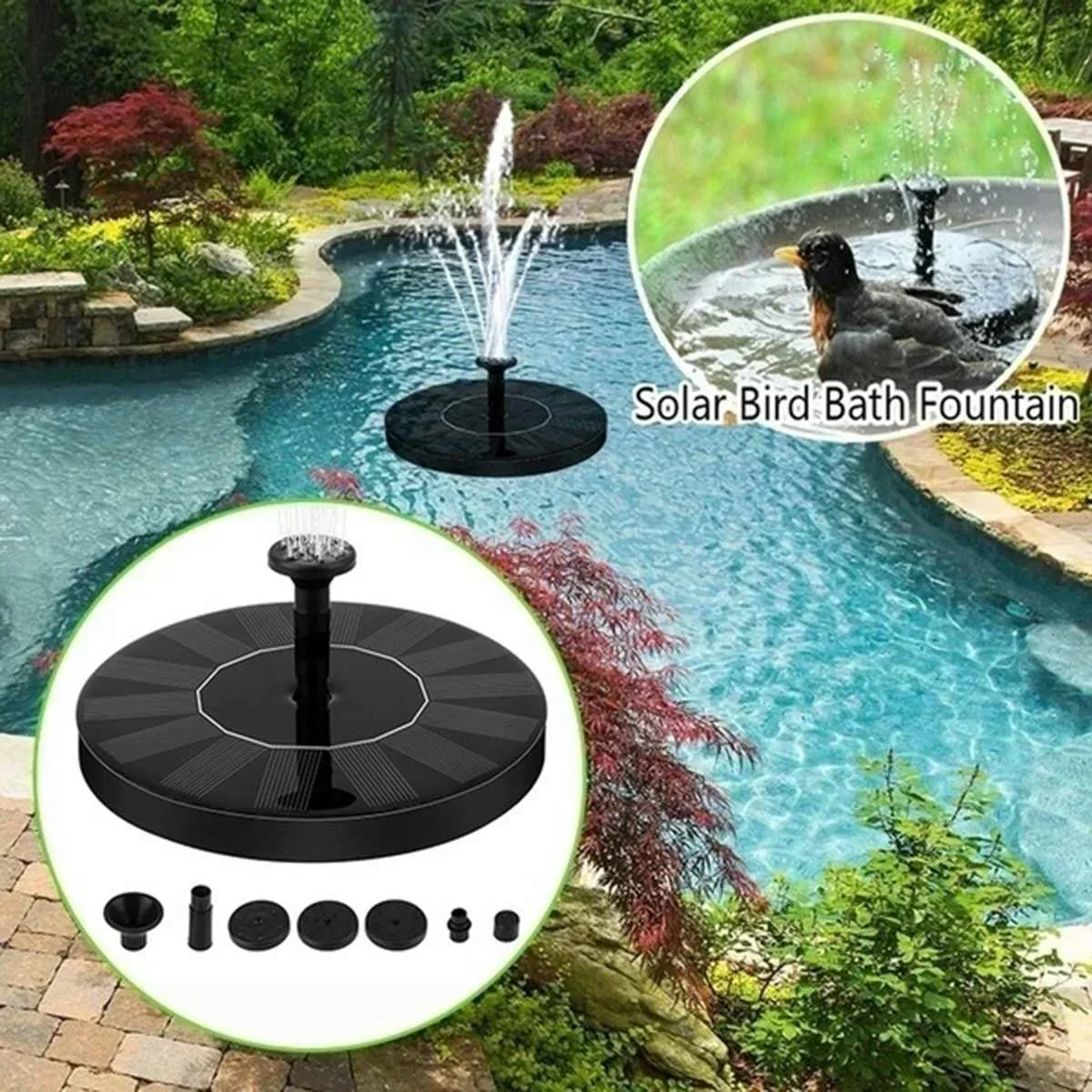 Floating Solar Fountain Water Pump - Pompa Air Submersible untuk Menyiram Kolam,