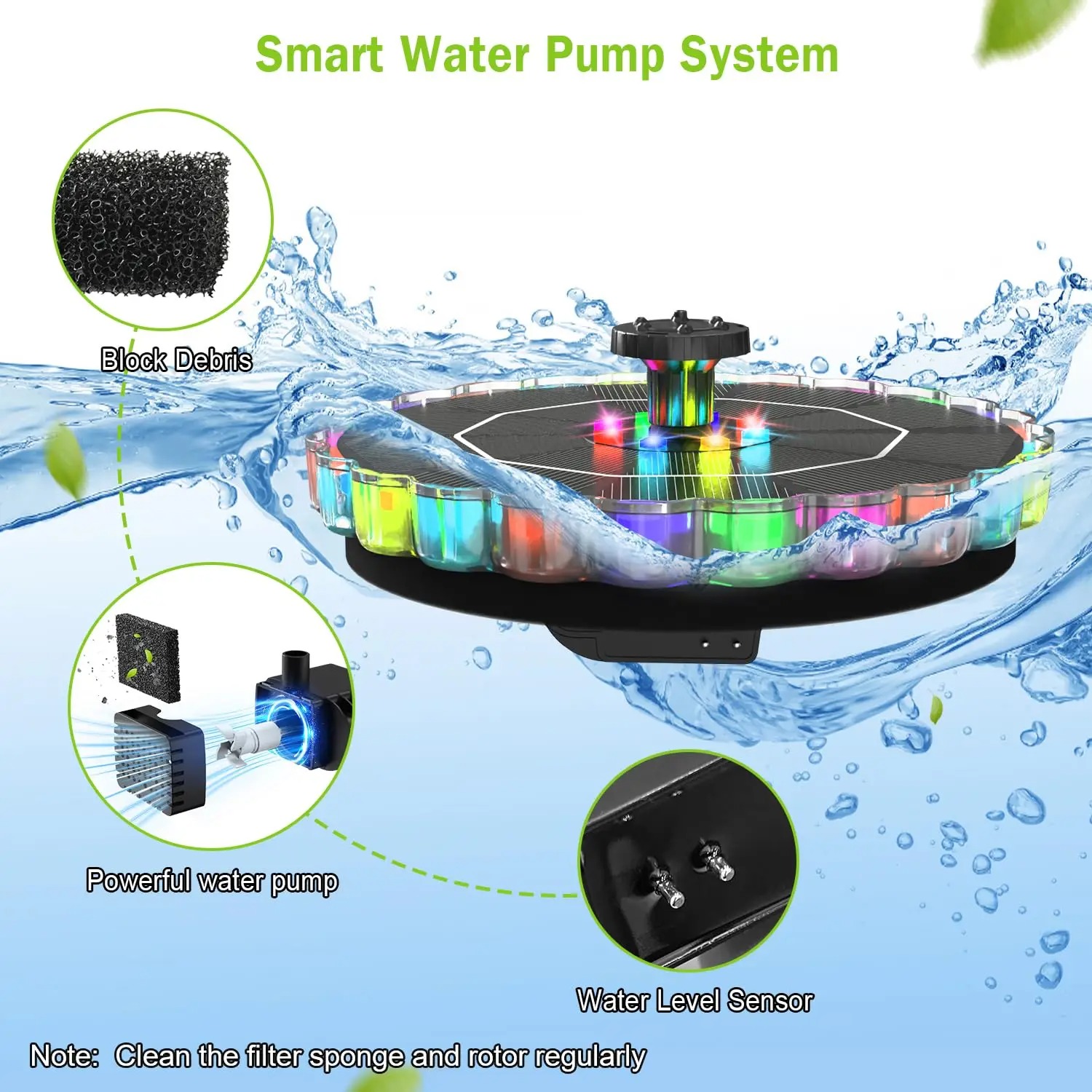 Air Mancur Tenaga Surya, Pompa - Floating Solar Fountain Water Pump ulasan dan harga