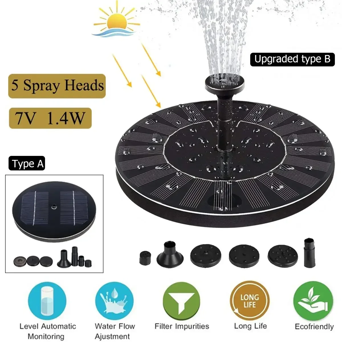Pompa Air Submersible untuk Me - Floating Solar Fountain Water Pump ulasan dan harga